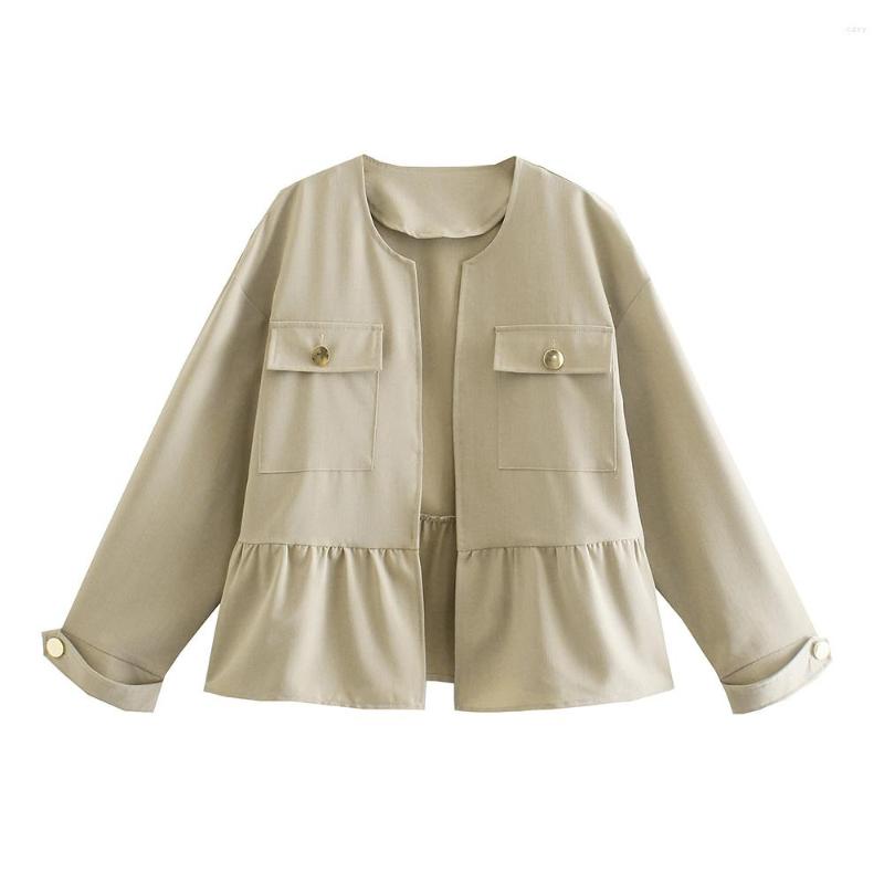 

Women's Jackets Xikom 2023 Women Vintage Solid Long Sleeve Slim Office Lady Jacket Female Open Stitch Streetweaer Ladies Chic Top, Multi