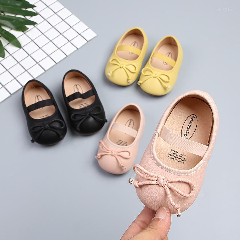 

First Walkers Spring Autumn Girls Toddler Shoes Bow Tie Rubber Soft Soles Simple Monochrome Princess, Black