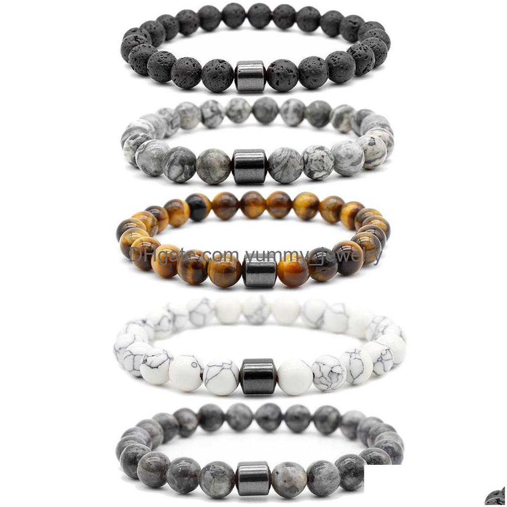 

Beaded Strands New Cross Border Selling Blackstone Tiger Eye Bead Bracelets Stone String Magnetic Bracelet Drop Delivery Jewelry Dh29K