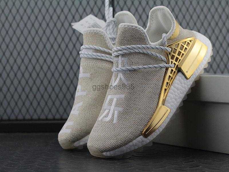 PW HU PHARRELL HUMAN RACE CHINA GOLD HAPPY FRIENDS AND FAMILY Men Womens Running Shoes Holi Trai Red Blue Green Orange Sports Sneakers