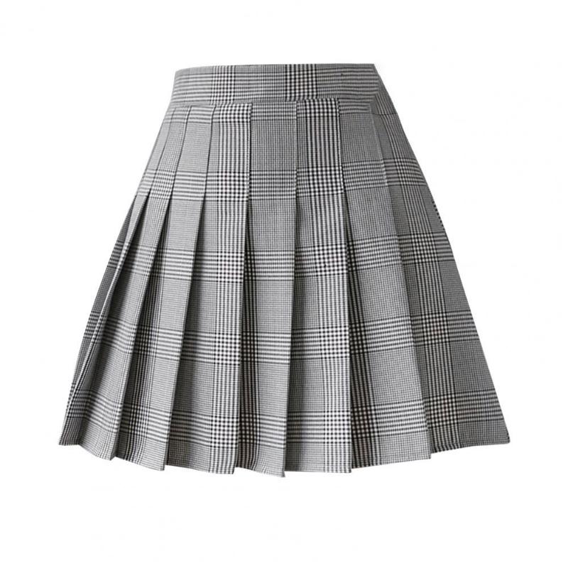 

Skirts School Style Pleated Skirt Soft High Waist Polyester Student For Work Streetwear, Pink