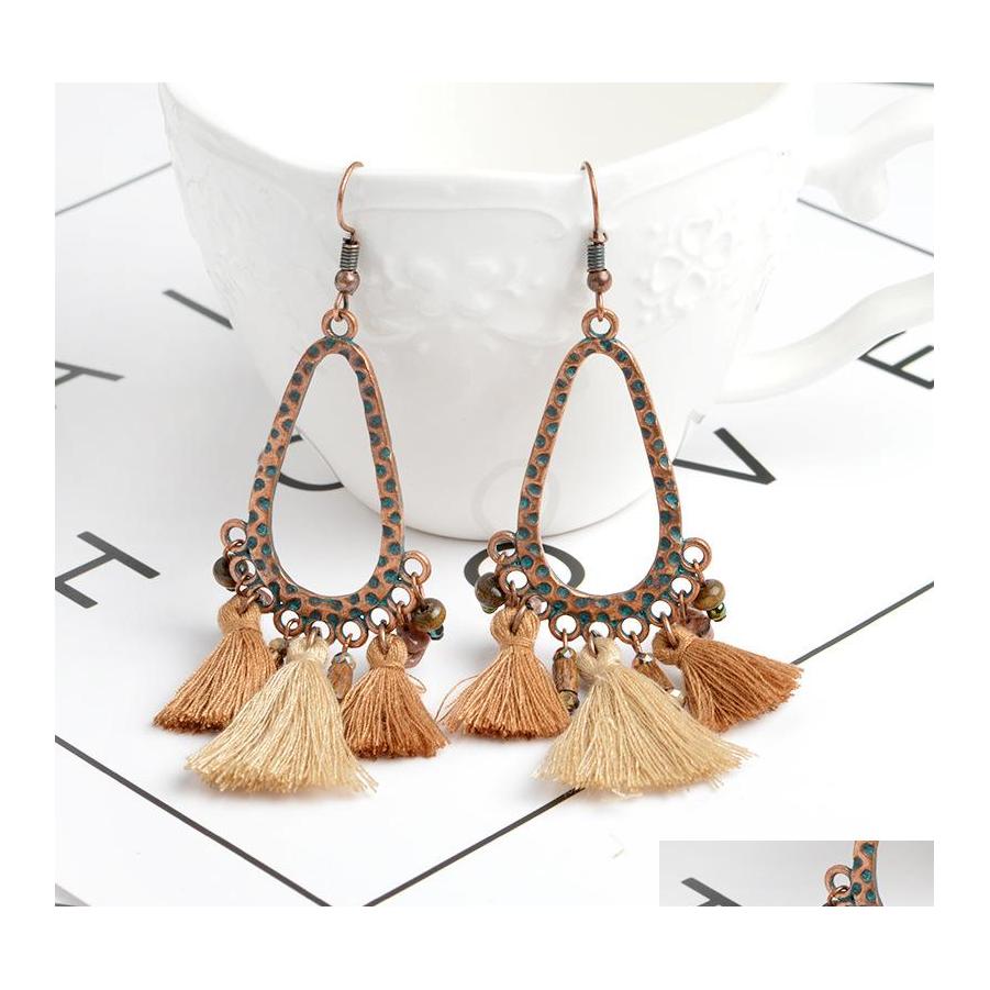 

Dangle Chandelier Fashion Jewelry Womens Vintage Teardropshaped Beads Tassels Earrings Drop Delivery Dhh3G