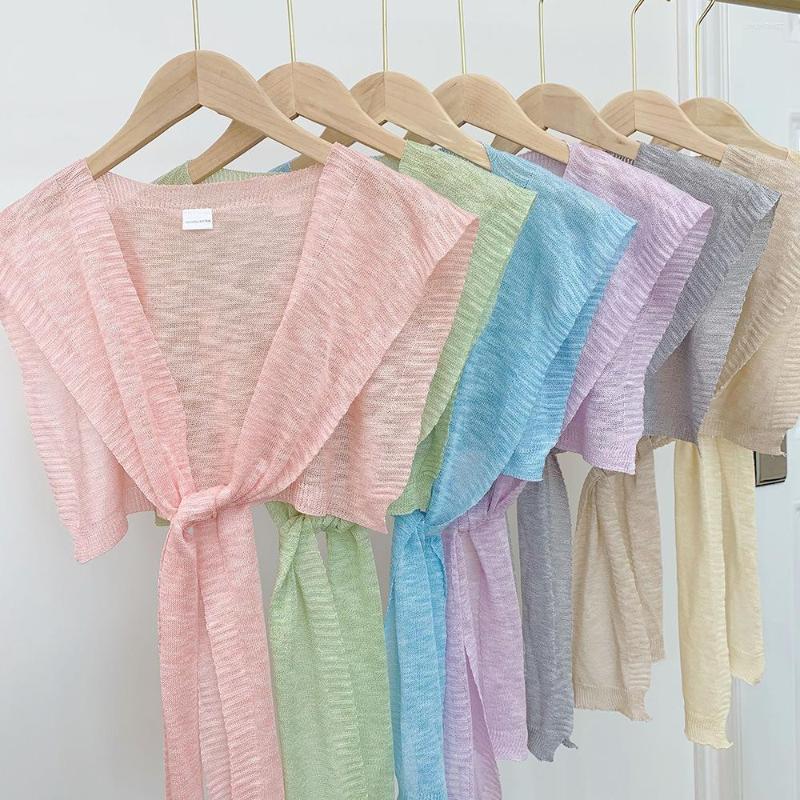 

Scarves 2023 Shawl Women's Summer Sun-Proof Shoulder-Tie Thin Knitted Women Scarf Detachable Travel Dress Collar All-match Decoration