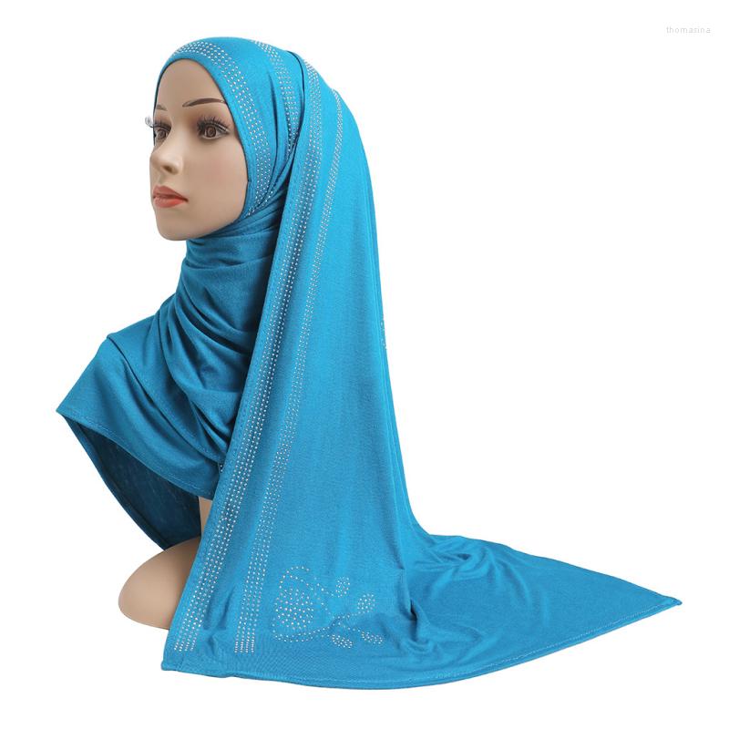 

Ethnic Clothing Eid Muslim Women Modal Hijab Soft Drilling Scarf Malaysia Wraps Turban Headwear 165 52Cm Plain Shawls Headscarf Scarves