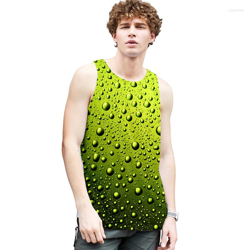 

Men's Tank Tops Green Water Drops Costume 3d Bodybuilding Sleeveless Men Women Fitness Vest O-neck Hip Hop Sport Clothes Streetwear