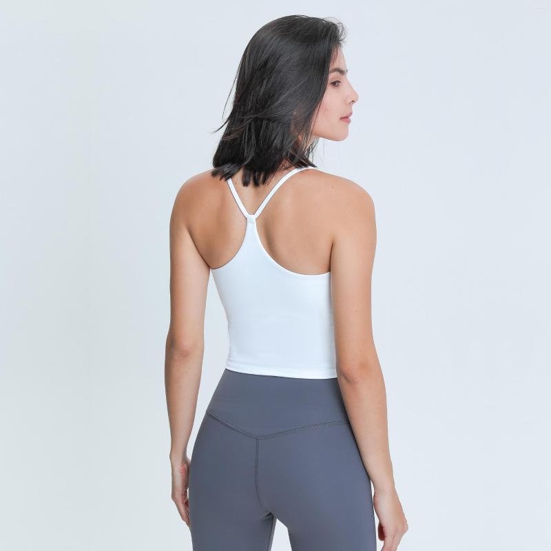 

Active Shirts ABS LOLI Stretchy Nylon Yoga Tank Tops For Women Gym Fitness Crop Top Racerback Athletic Camisole Sport With Built In Bra, Black