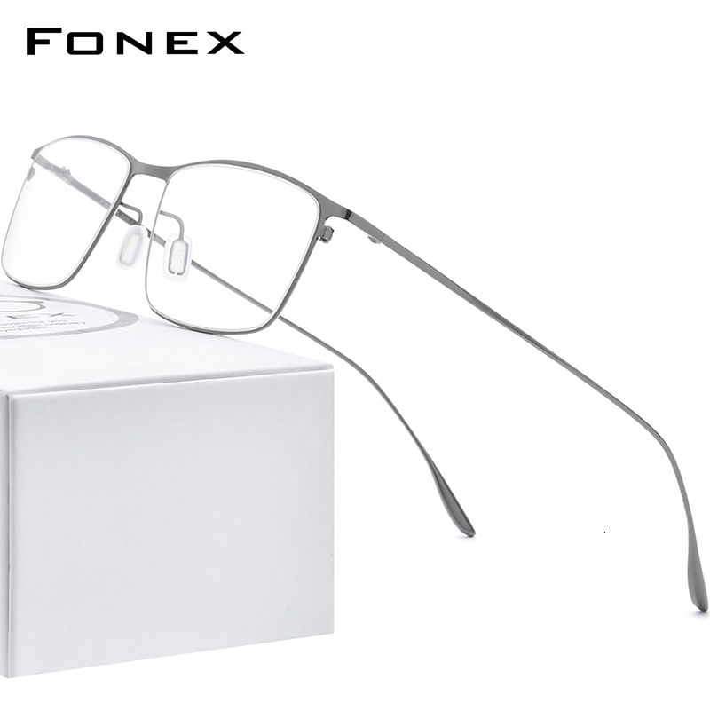 

Sunglasses Frames FONEX Alloy Glasses Frame Men Square Myopia Prescription Eyeglasses Full Optical Korean Eyewear 8105 230202