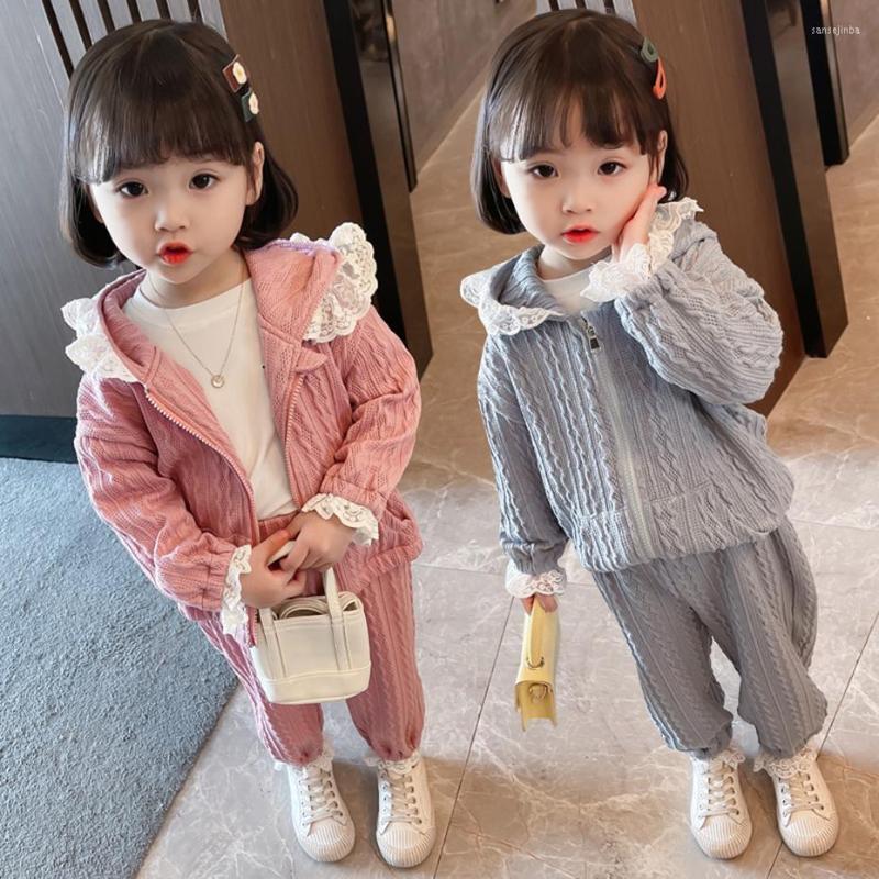 

Clothing Sets Kids Clothes Lace Hoodies Pants For Girls Patchwork Casual Style Children's Girl, J1711-1