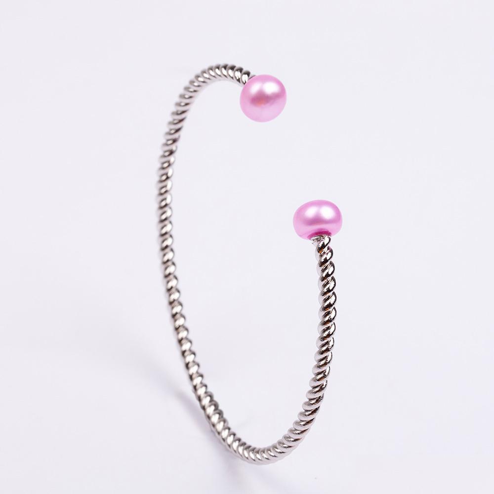 

Charm Bracelets Twist Sier Pearl Bracelet Double Natural Freshwater Button Pearls Bangle Opening Size For Women Jewelry Love Wish Gi Dhf6Q