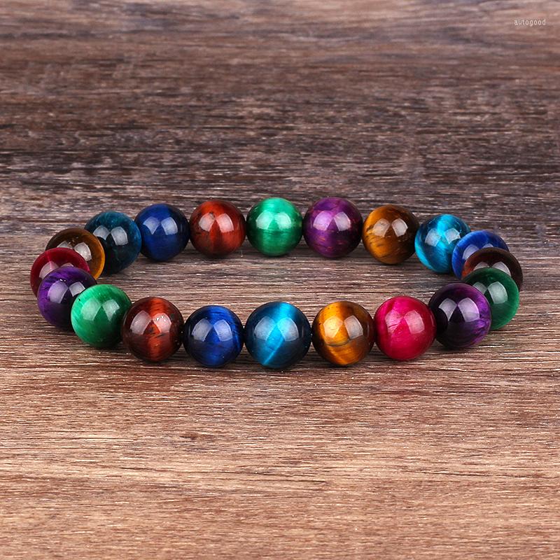 

Strand Fashion 5A Colorful Tiger Eye Beads Bracelets Women Natural Stone Men Reiki Healing Braslet Energy Jewelry Pulseras