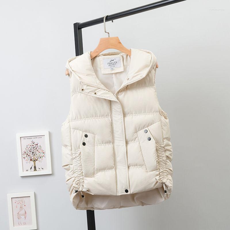 

Women's Vests Women Autumn And Winter Hooded Cotton Padded Vest Female Loose Sleeveless Waistcoat Women's Solid Warm Outerwear D39, Black