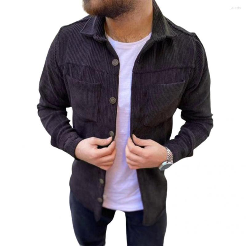 

Men's Casual Shirts Trendy Men Shirt Lapel Pockets Autumn Long Sleeve Spring, Khaki