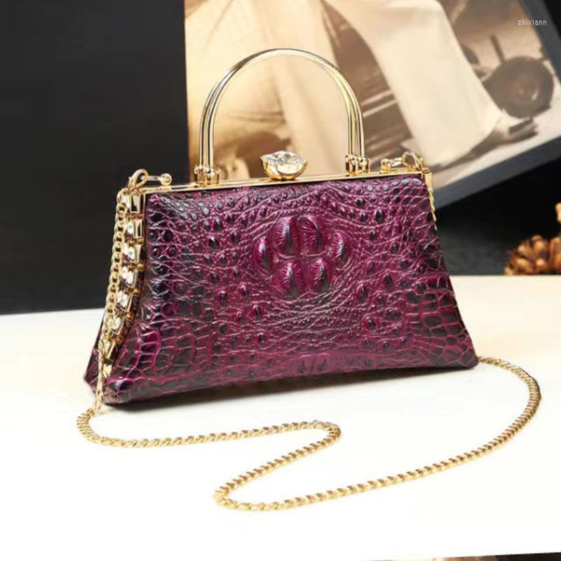 

Evening Bags Chain Bag Fashion Versatile Crocodile Shoulder Crossbody Small For Women Handbags 2023 Designer Luxury, Black