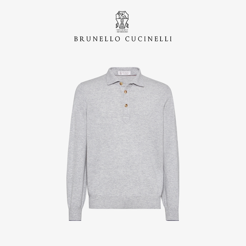 

Men Shirts Brunello Cucinelli Cashmere Long Sleeve Casual Sweater Solid Color Business Casual Pullover, Gray