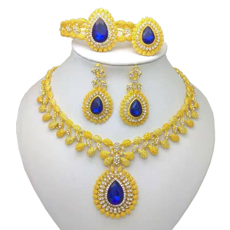 

Wedding Jewelry Sets Kingdom Ma Wholesale African Fashion Bridal Accessories Nigerian Brand Dubai GoldColor Crystal 230203
