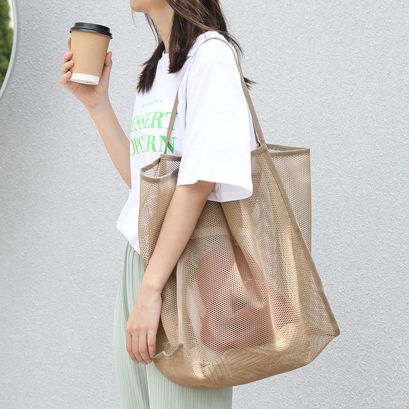 

Evening Bags Korean Version Of Casual Literary Handbag Ins Fashion Mesh Underarm Bag Net Red Hollow Shopping One-shoulder Women's, Green
