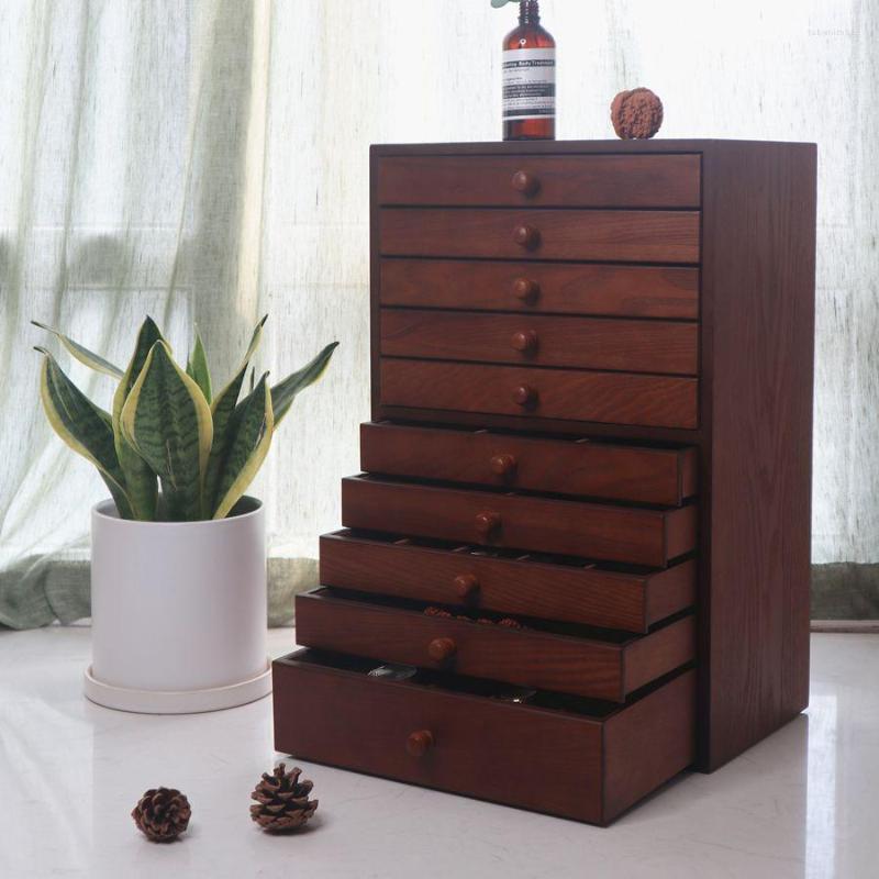 

Jewelry Pouches 10-Layer Box European-Style High-End Luxury Large-Capacity Solid Wood Chinese Style Exquisite Multi-Layer Storage