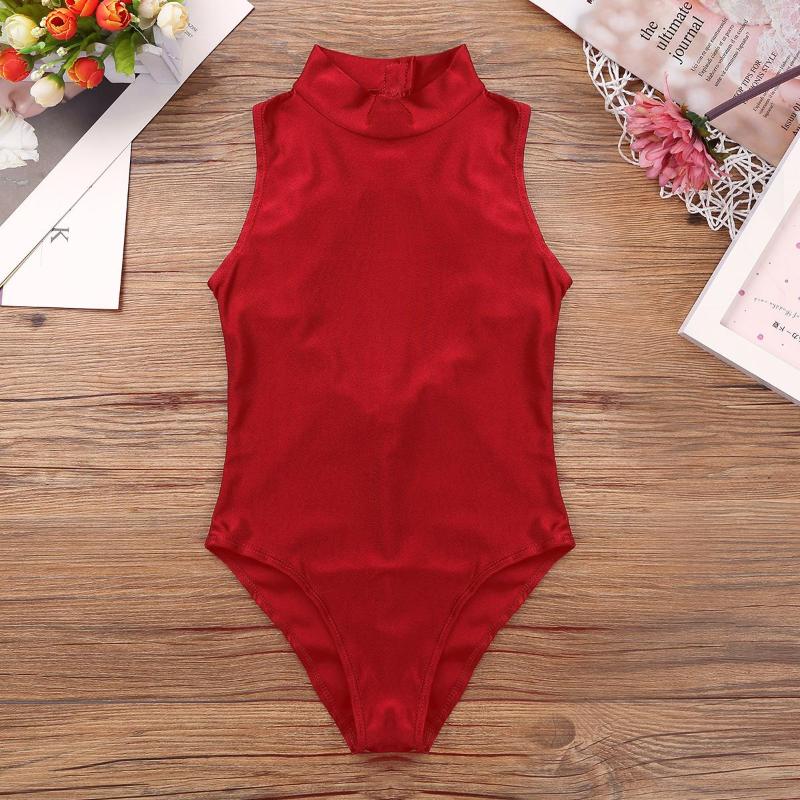 

Stage Wear Kids Girls Sleeveless Mock Neck Cutout Back Ballet Dance Gymnastics Leotard Jumpsuit Bodysuit For 5 To 14 Years Children, Blue