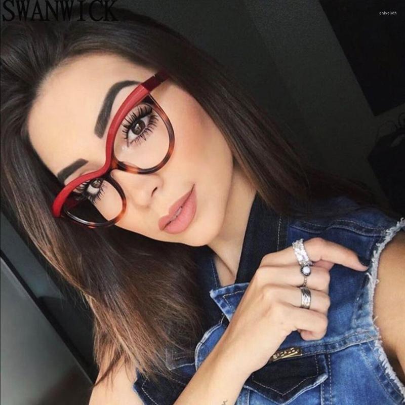 

Sunglasses Swanwick Female Cat Eye Fashion Glasses For Women Clear Lens Men Frame Optical European Style Black White Selling