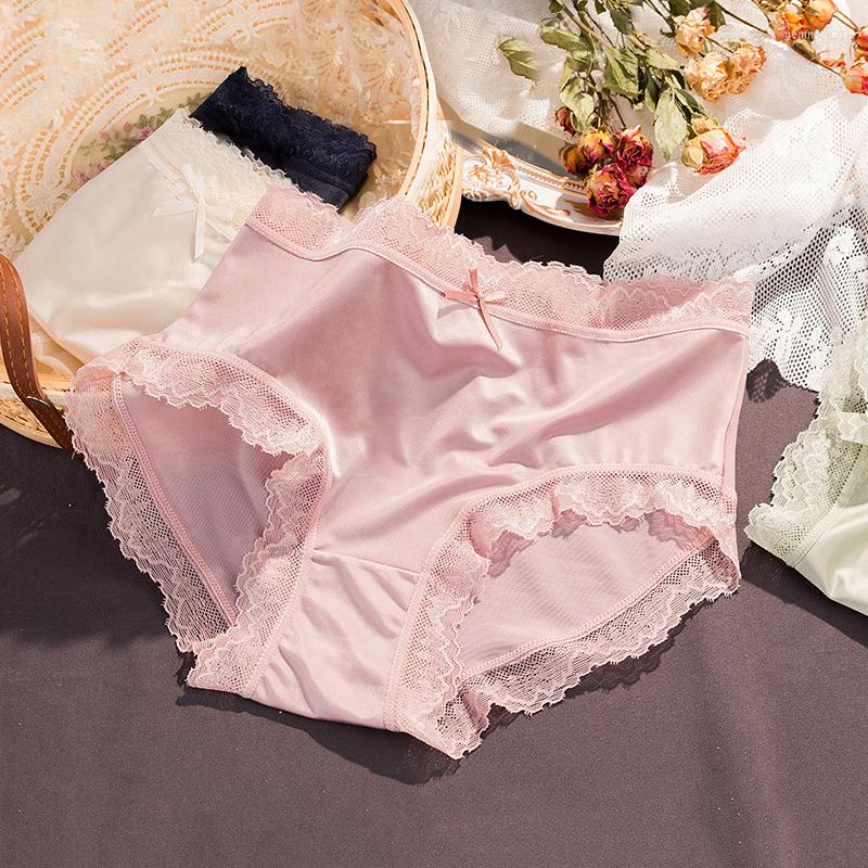 

Women's Panties Satin Ice Silk Thin Sexy Lace Mesh Breathable Low Waist High Elasticity Women's Underwear Simple Cute Lovely Smooth, White