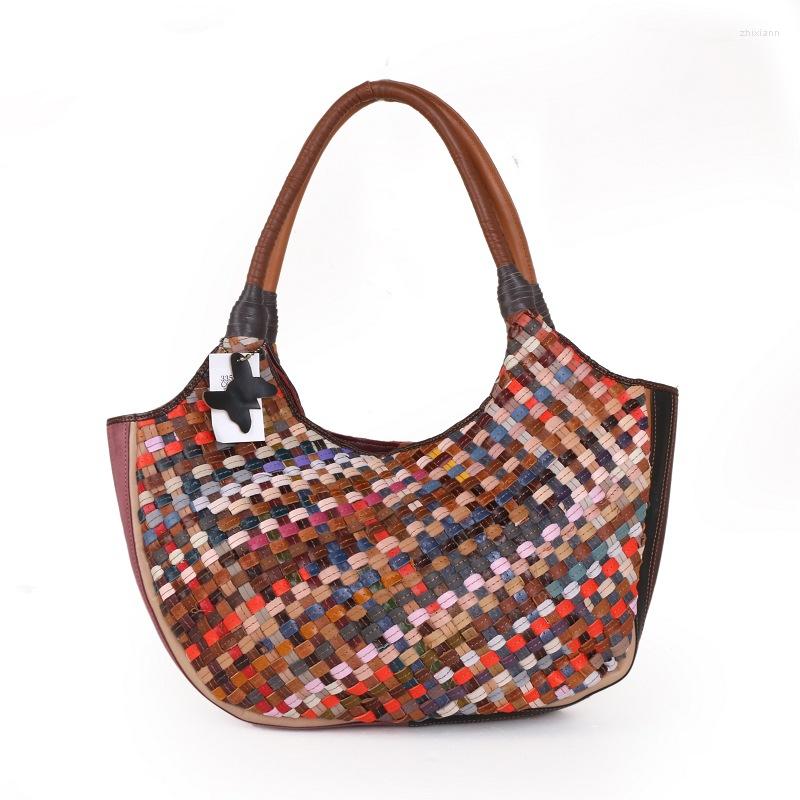 

Evening Bags Selling Retro Women Handbag Shell Bag Color Genuine Leather Knitting Designer Good Quality Messenger For, Picture color