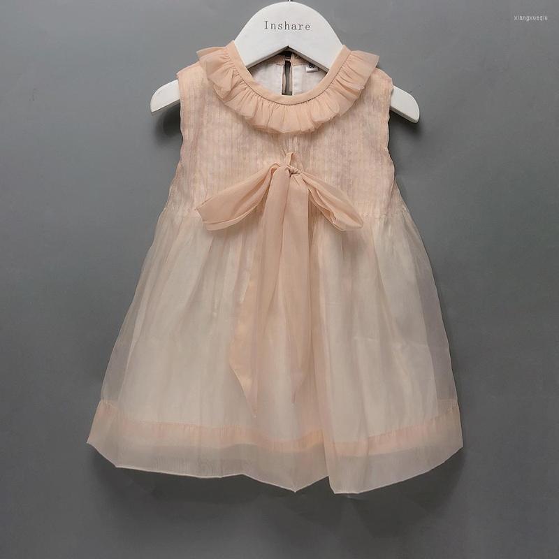 

Girl Dresses Children Boutique Clothing Summer Girls Sleeveless Tucker Pleat Orange Powder Tulle Dress Eid Princess Skirt Pretty Outfit