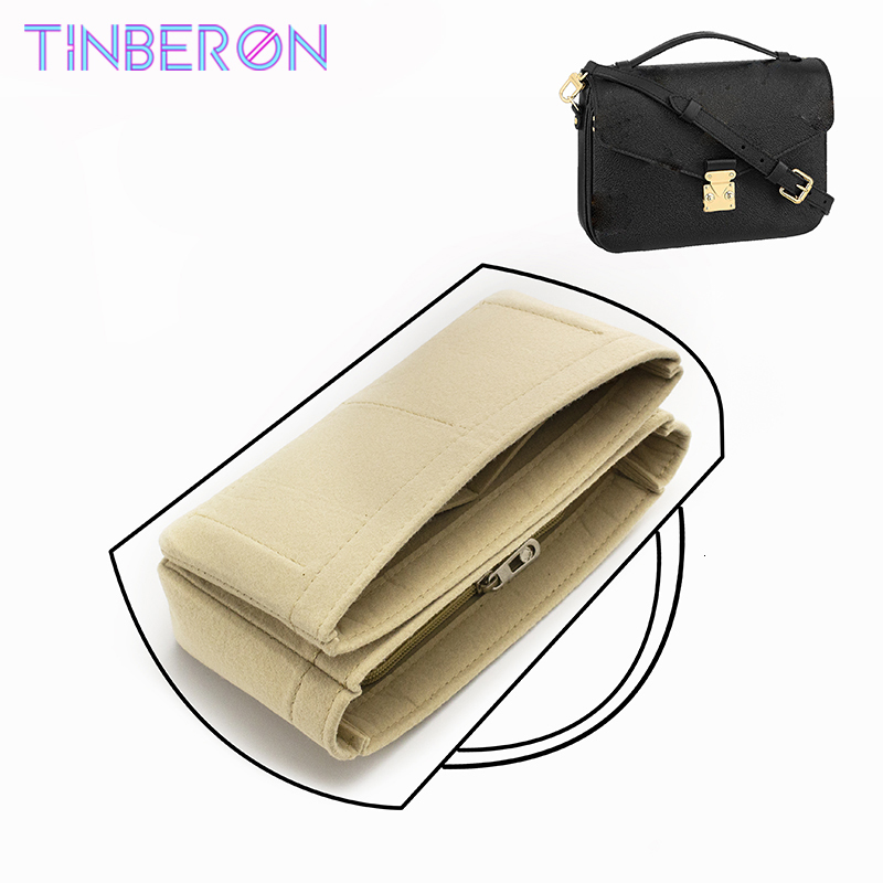

Cosmetic Bags Cases TINBERON Fit For Messenger Bag Inner Bag Storage Cosmetic Portable Travel Insert Organizer Large Capacity Felt Make Up Bag liner 230203, Brown
