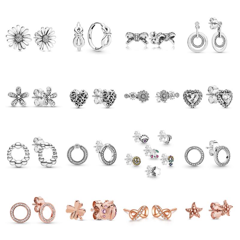 

Stud Earrings MULA High Quality Silver Color Circle Love Flower For Women Original Fashion Jewelry