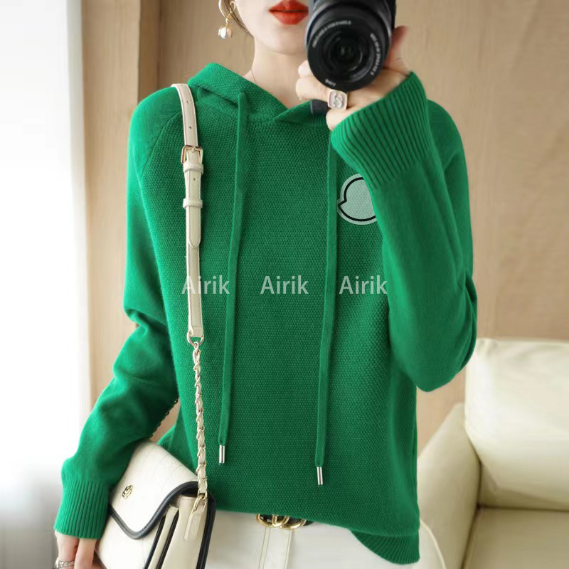 

2023 monclair luxury clothing sweater women' designer sweater casual knitting contrast hooded long-sleeved nfc scan autumn fashion brand top women