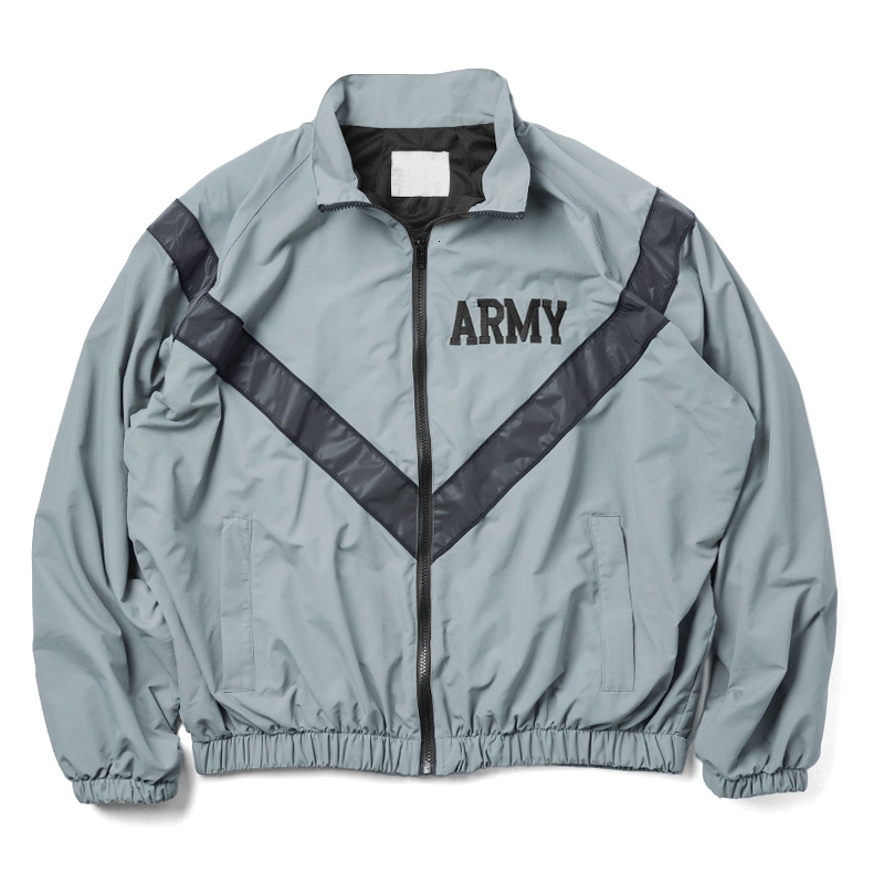 

Mens Jackets Over sized US Army Improved Physical Fitness Uniform Reflective PT Windproof Water Resistant Outwear IPFU Training 230203, Gray