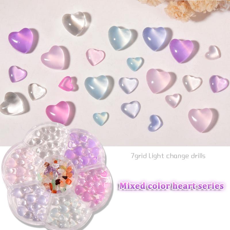 

Nail Art Decorations Decoration 7 Grids Candy Color Light Change Acrylic Heart Peach Bear Bows Manicure Beauty Clear Jelly Resin Ornament