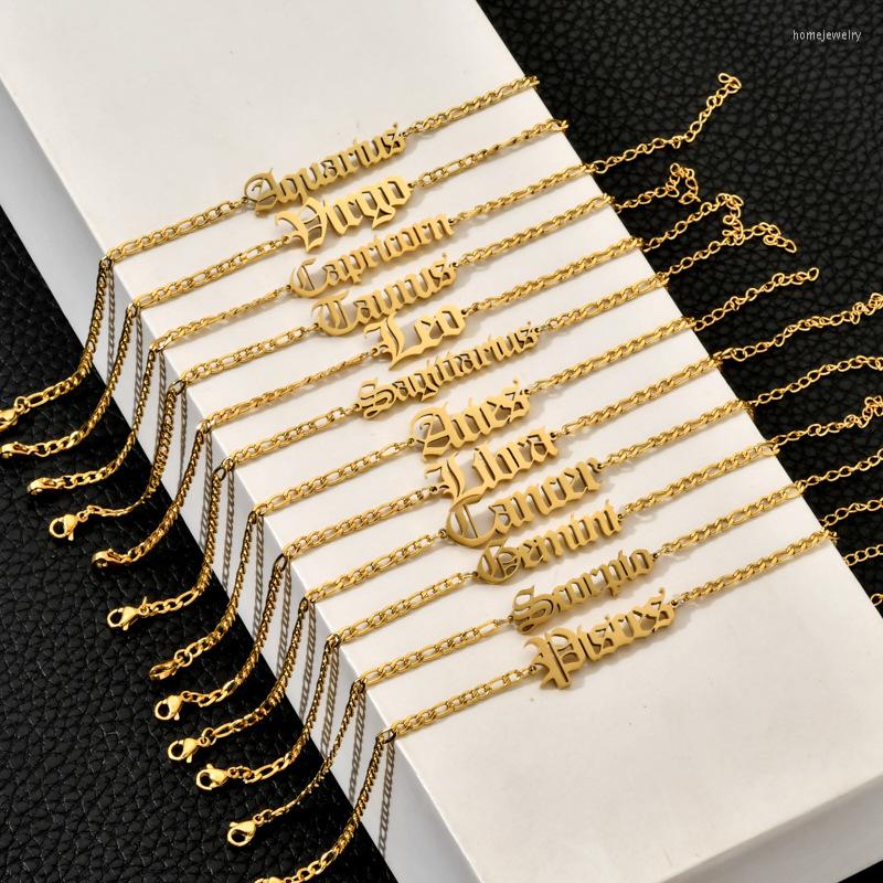 

Anklets Vintage 12 Constellation Charm Women Men Stainless Steel Chain Fashion Foot Jewelry Accessories