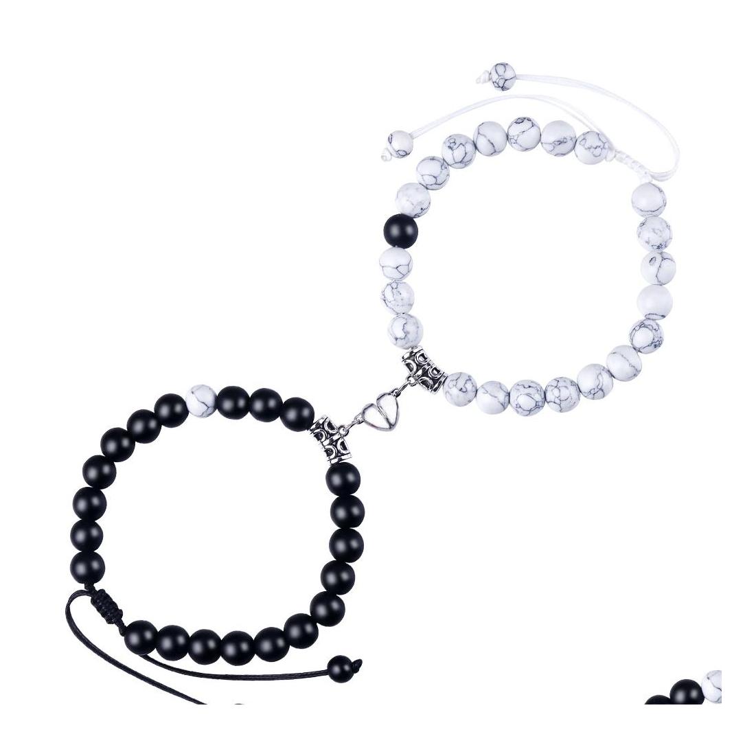 

Beaded Strands Braid Distance Magnet Couple Beaded Bracelets Friendship Jewelry Natural Stone Beads Yoga Braided Bracelet For Lover Otrcs