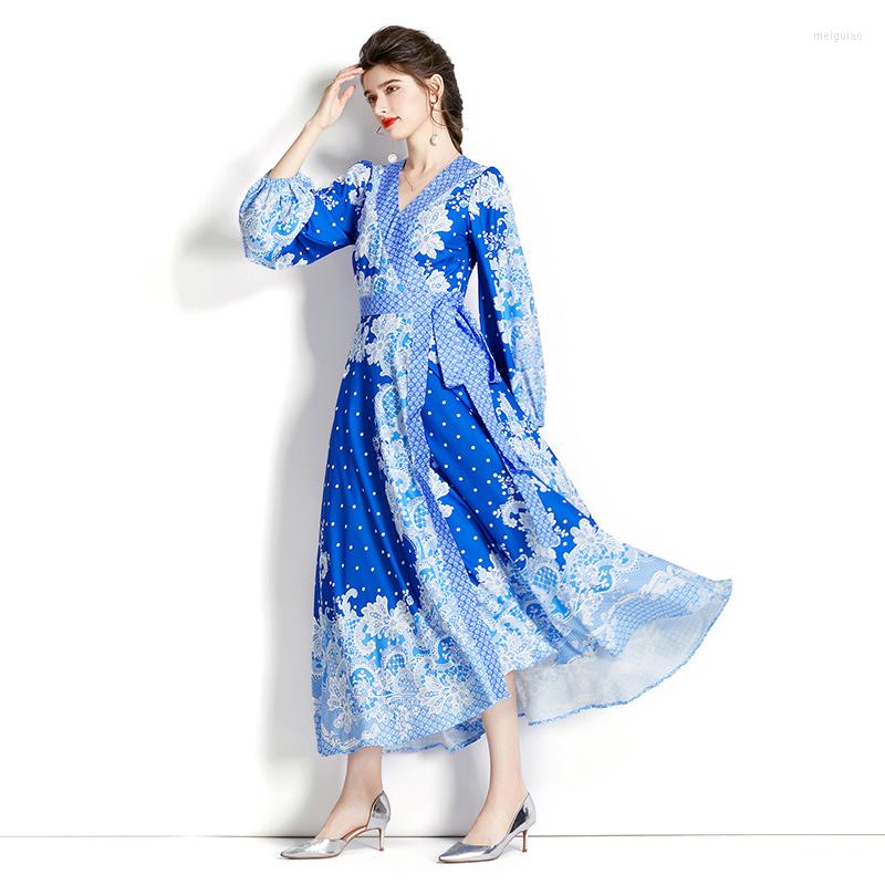 

Ethnic Clothing Vintage Print Maxi Dress For Women Long Sleeve Middle East 2023 Party Dresses Vestidos Kimono Arab Clothes