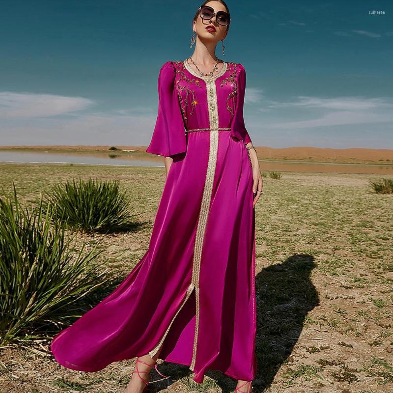 

Ethnic Clothing Caftan Marocain Dress Women Abaya Kaftan Ramadan Robe Femme Musulmane Diamond Party Dresses Vestido Longo Turkey Muslim