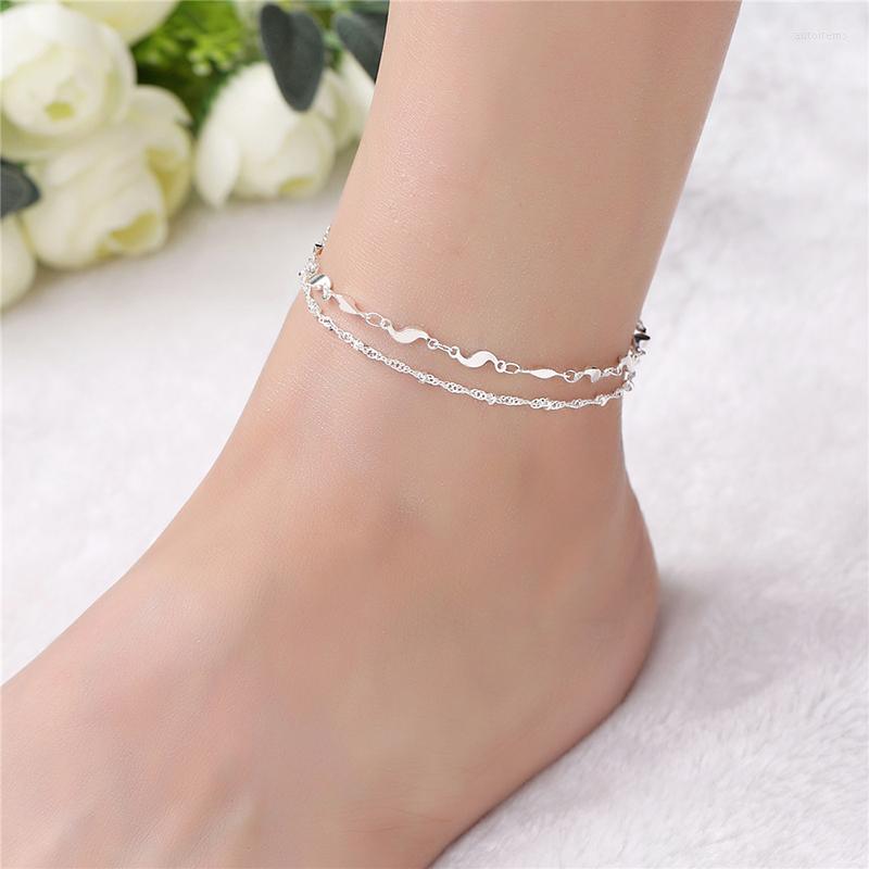 

Anklets Silver Color Anklet For Women Bohemian Foot Jewelry Summer Beach Barefoot Leg Chain CB157