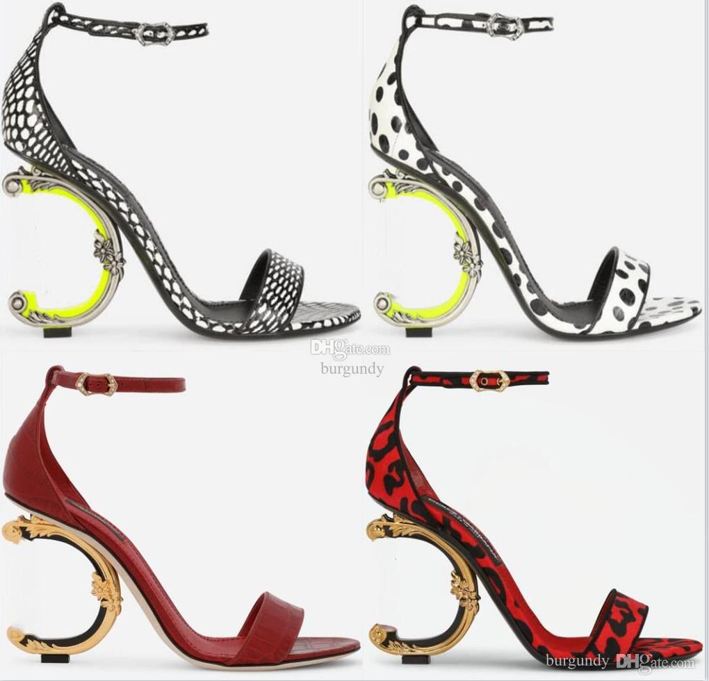 

New High Heels shoes Sandals for woman Shoes Genuine Leather Dressing Pumps with D Baroque & G Sculpted Heel sandals Dress shoe, 3#