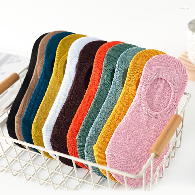 

Women Socks 5pair For Summer Shallow Mouth Invisible Boat Ins Candy Color Silicone Non-Slip Tight, 5 pairs coffee
