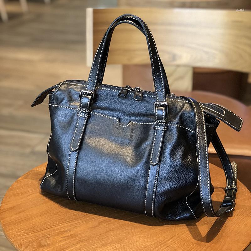 

Evening Bags Johnature Casual Women Big Bag 2023 Genuine Leather Handbag Soft Real Cowhide Large Capacity Shoulder Messenger, Black