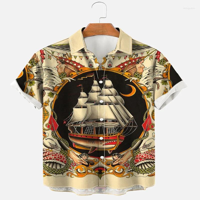 

Men's Casual Shirts Retro Sailor Boat Hawaiian Shirt 3D All Over Printed For Men And Women Unisex, Style-3