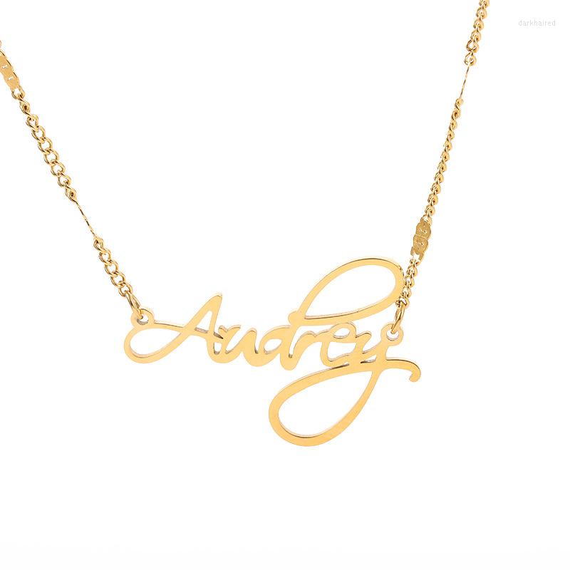 

Chains Fashion Cursive Name Necklaces For Women Exquisite Heart Letter Choker Stainless Steel Charm