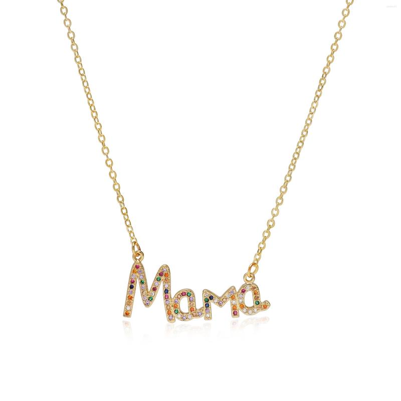 

Pendant Necklaces Delicate Letter Mama Necklace Mothers Love Rainbow Crystal Jewelry Choker For Moms Mother's Day