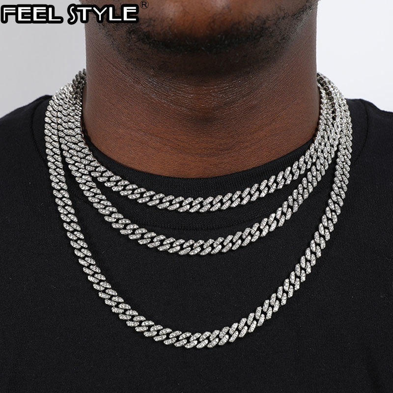 

Strands Strings Hip Hop AAA Bling 8MM Miami Cuban Chain 1 Row Iced Out Zircon Paved Necklaces Bracelets for Men Women Jewelry 230202
