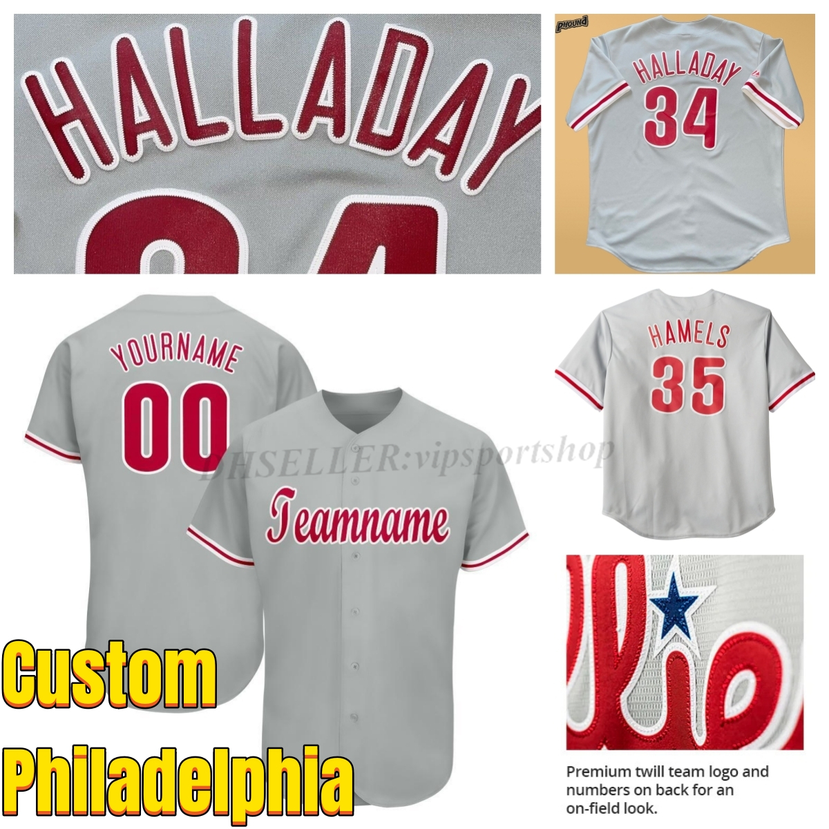 

Custom 2023 Philadelphia Gray Baseball Jersey stitched Turner Harpe Segura Realmuto Schwarber Strahm Jerseys Hoskins Nola Bohm Muzziotti Utley Stubbs DIY jersey