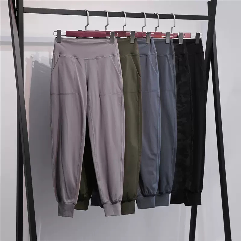 

Sweatpants Women' Loose Neck Beam Nude Yoga Pants Hip Pockets High Waist Casual Running Fitness Pants, Lavender gray
