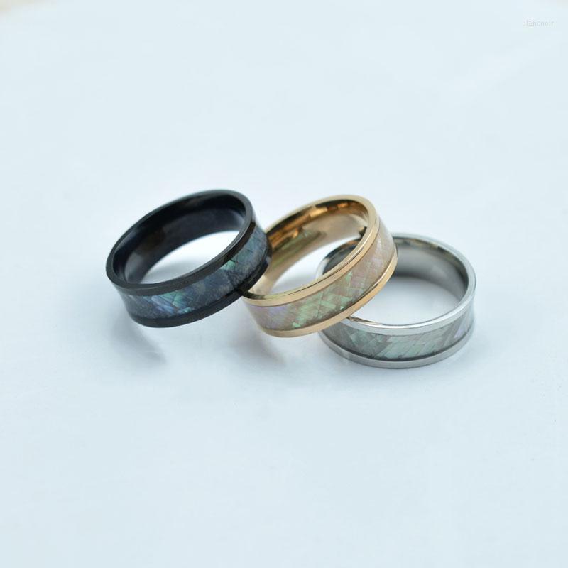

Wedding Rings Stainless Steel Shell Ring Fashion Jewelry For Men And Women Men's Engagement Gifts 8mm Size6-13
