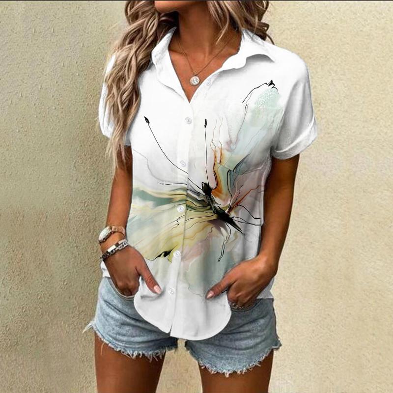 

Women' Blouses Button Down Shirt Women For Womens Spring Summer Flower Extra Long Tee Shirts, Beige