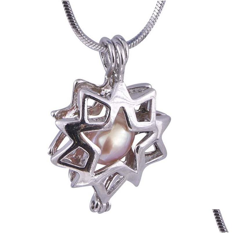 

Pendant Necklaces New Big Flower Pearl Accessories Hollow Out Locket Plated Sliver Wish Love Cage P14 Drop Delivery Jewelry Pendants Dh4Hg