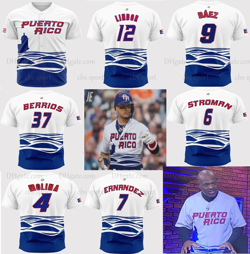 

2023 Puerto Rico World Baseball Classic WBC Jersey Carlos Correa Yadier Molina Javier Baez Marcus Stroman Francisco Lindor Edwin Diaz Jose Berrios Baseball Jerseys, Youth s-xl