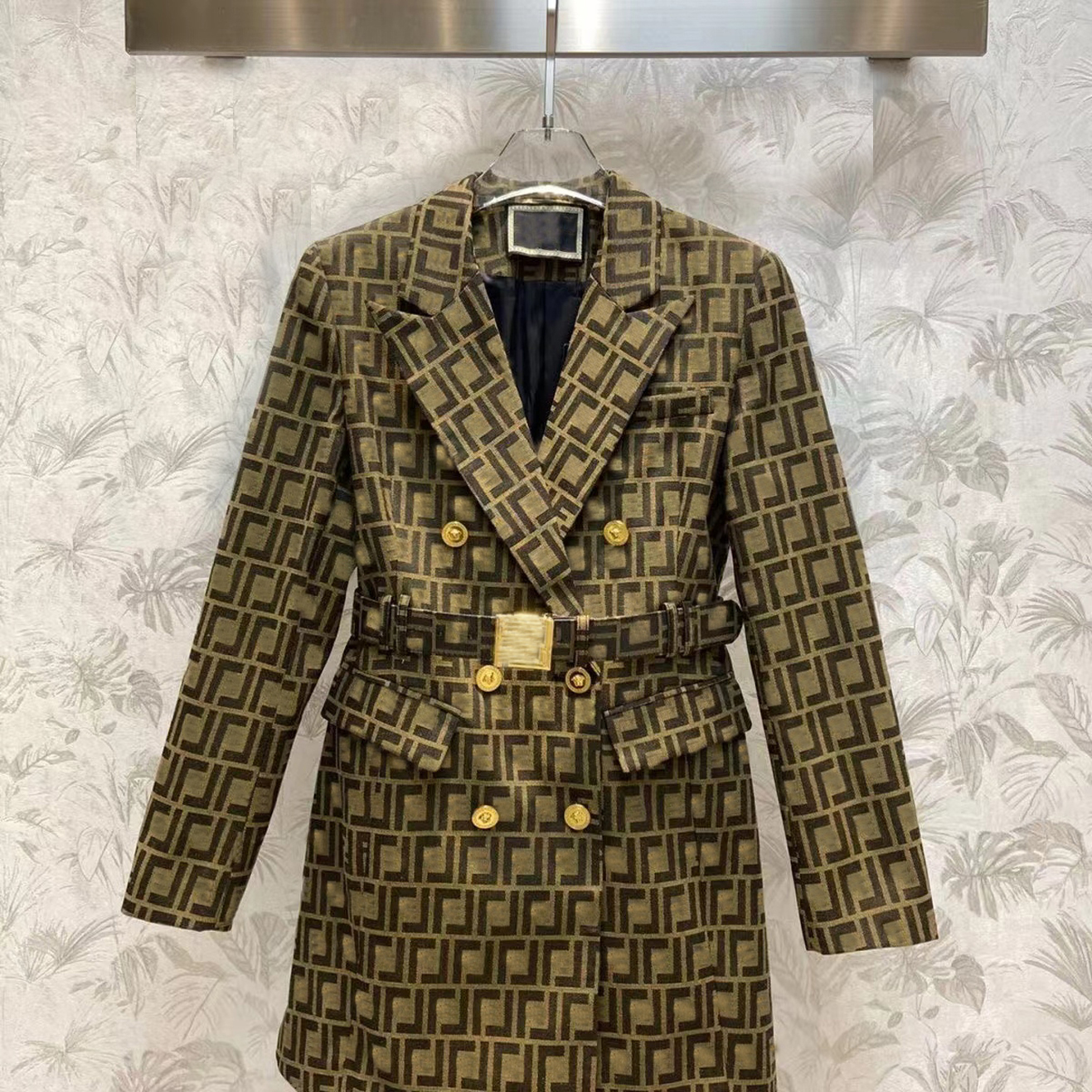 

fashion women suit designer clothes blazer with Double F spring new released tops A3356, Brown